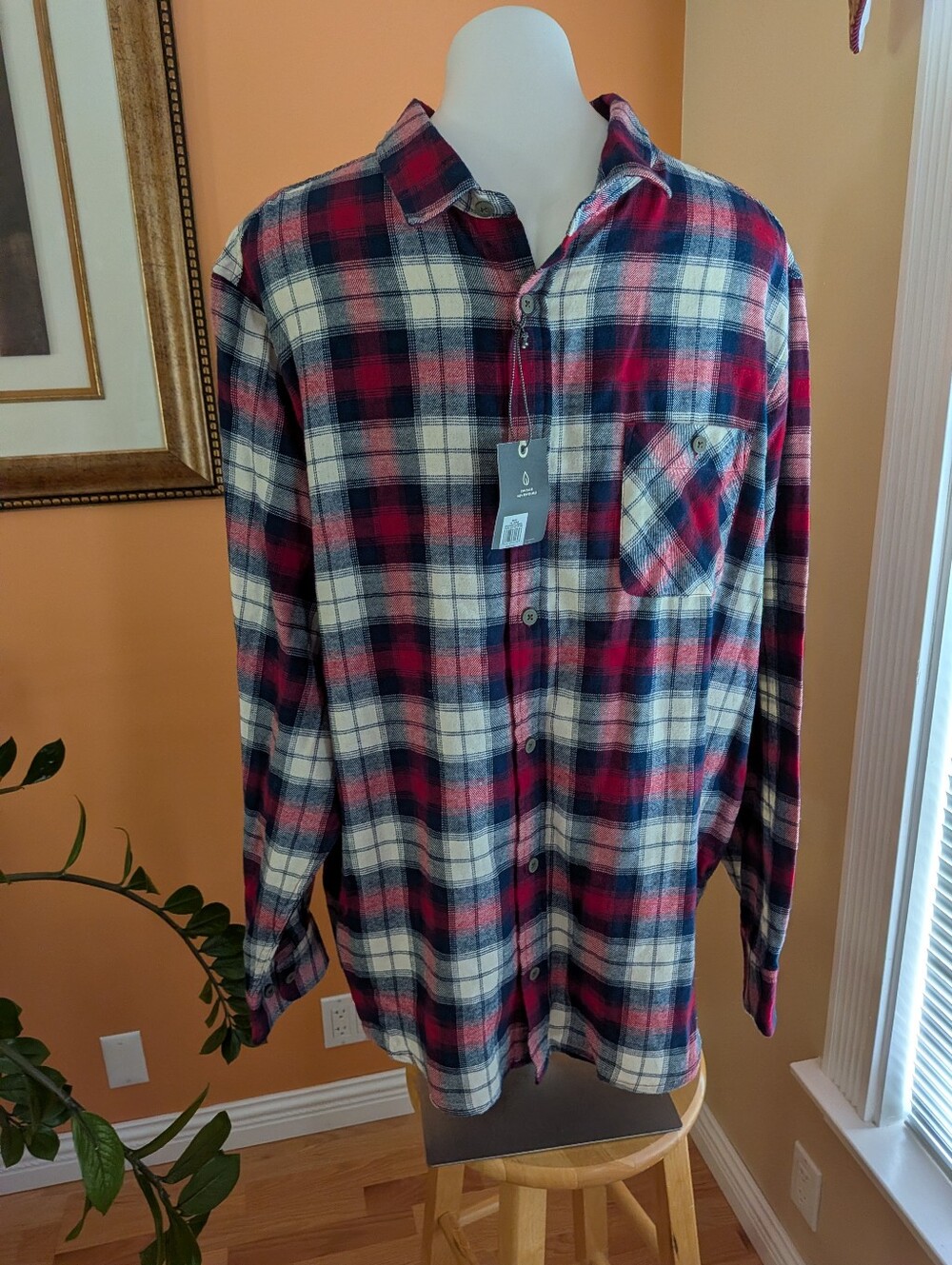 NEW Alpine Design Men's Red, Navy & Cream Plaid Button-Up Shirt Sz XXL Flannel